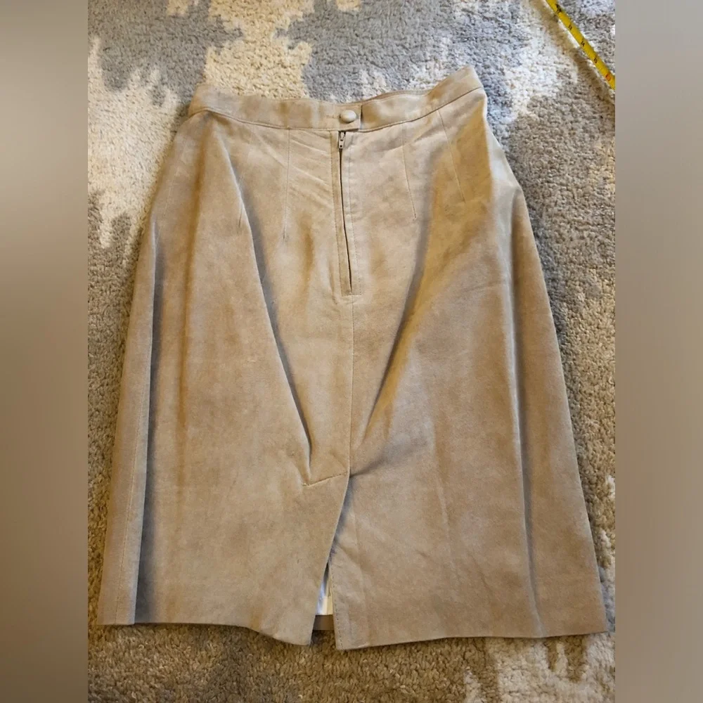 Erez Levy Saks Fifth Avenue Beige Suede Learher Skirt And Top Set Sz 4 Vintage! - Picture 15 of 16